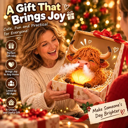🎁✨ Highland Cow Huff™ – Tap-to-puff Humidifier & Colorful Night Light 🐮💡