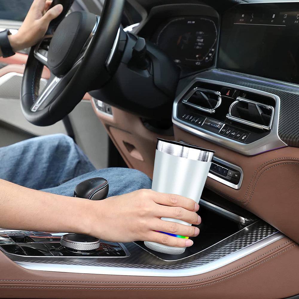 🔊 Stainless Steel Insulated Mug with Bluetooth Speaker – Rechargeable LED Light Cup for Music, Drinks & Outdoor Enjoyment