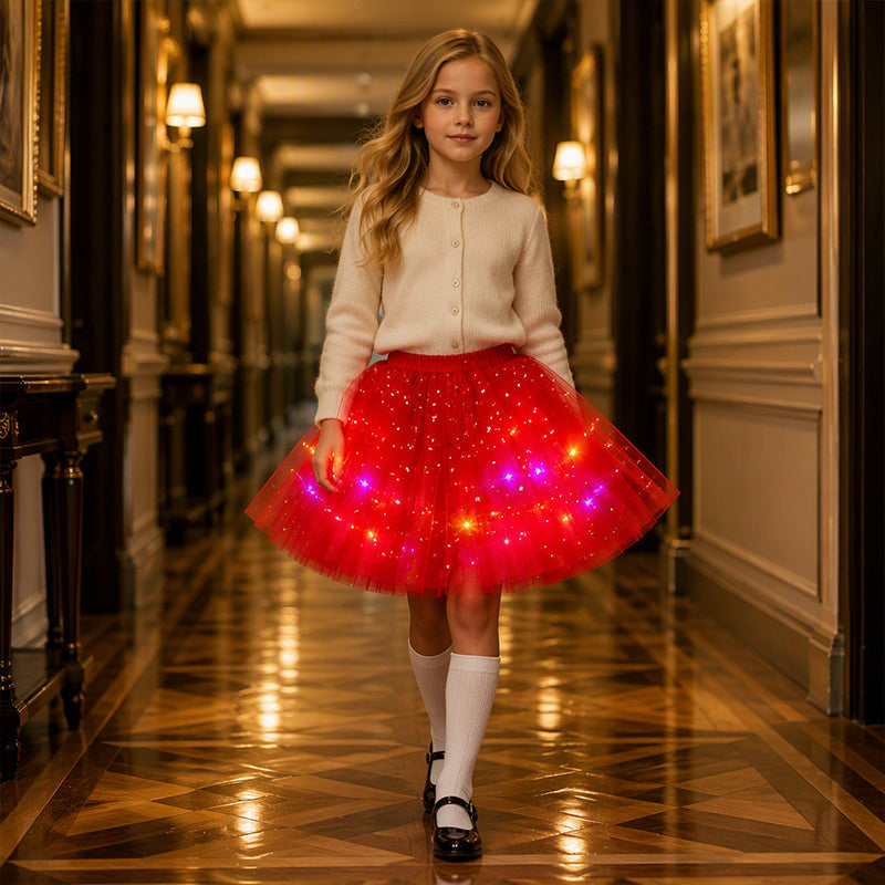 🎁LED Light Up Sequin Tutu Skirt Star Mesh Princess Skirt for Girls and Adults
