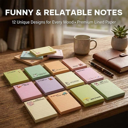 😂 12-Pack Sarcastic Office Sticky Notes – Funny Coworker Memo Pads & Hilarious Desk Gifts