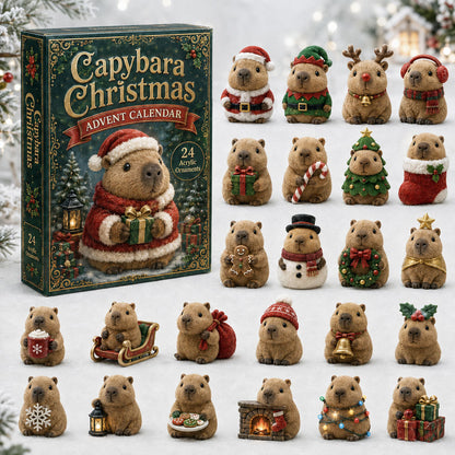 CHRISMAST KICKOFF 40% OFF - Capybara Christmas Advent Calendar 2026 - 24-Day Festive Countdown, Acrylic Charms Blind Box - Gift For Capybara Lovers AC0HA086