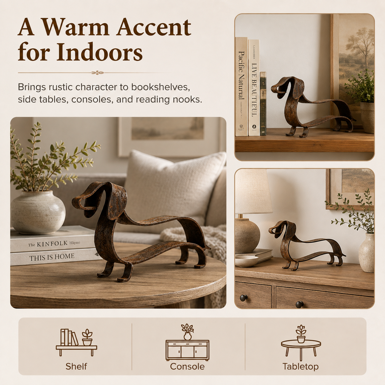 🔥🔥Rustic Dachshund Metal Sculpture