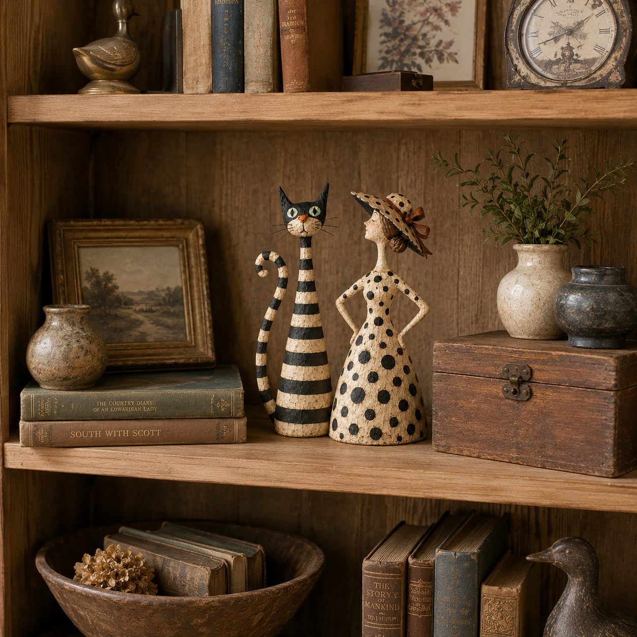 ✨Vintage  Cat & Lady Sculptures