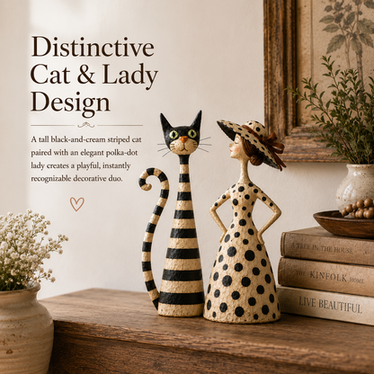 ✨Vintage  Cat & Lady Sculptures