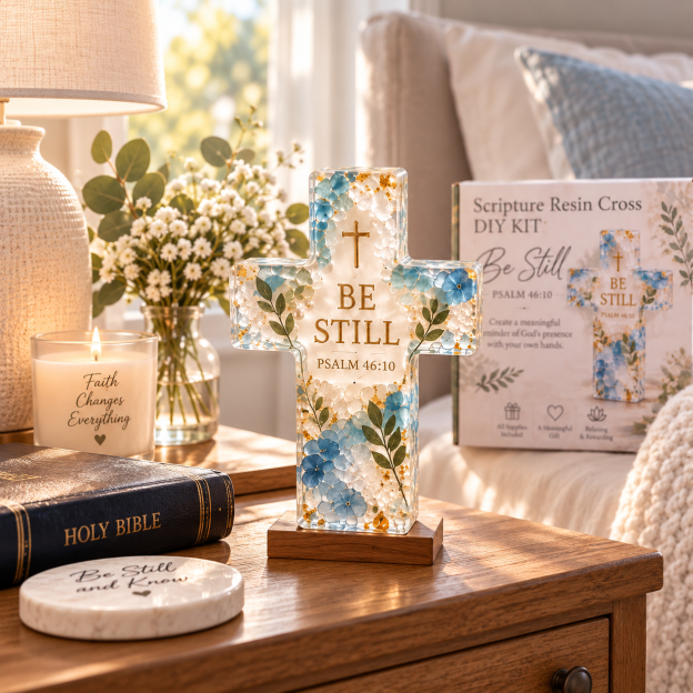 ✝️ Psalms of Comfort & Strength Resin Cross DIY Kit