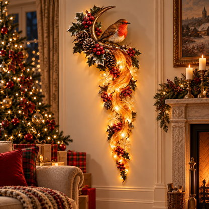 🎄Lighted Robin Christmas Wall Swag