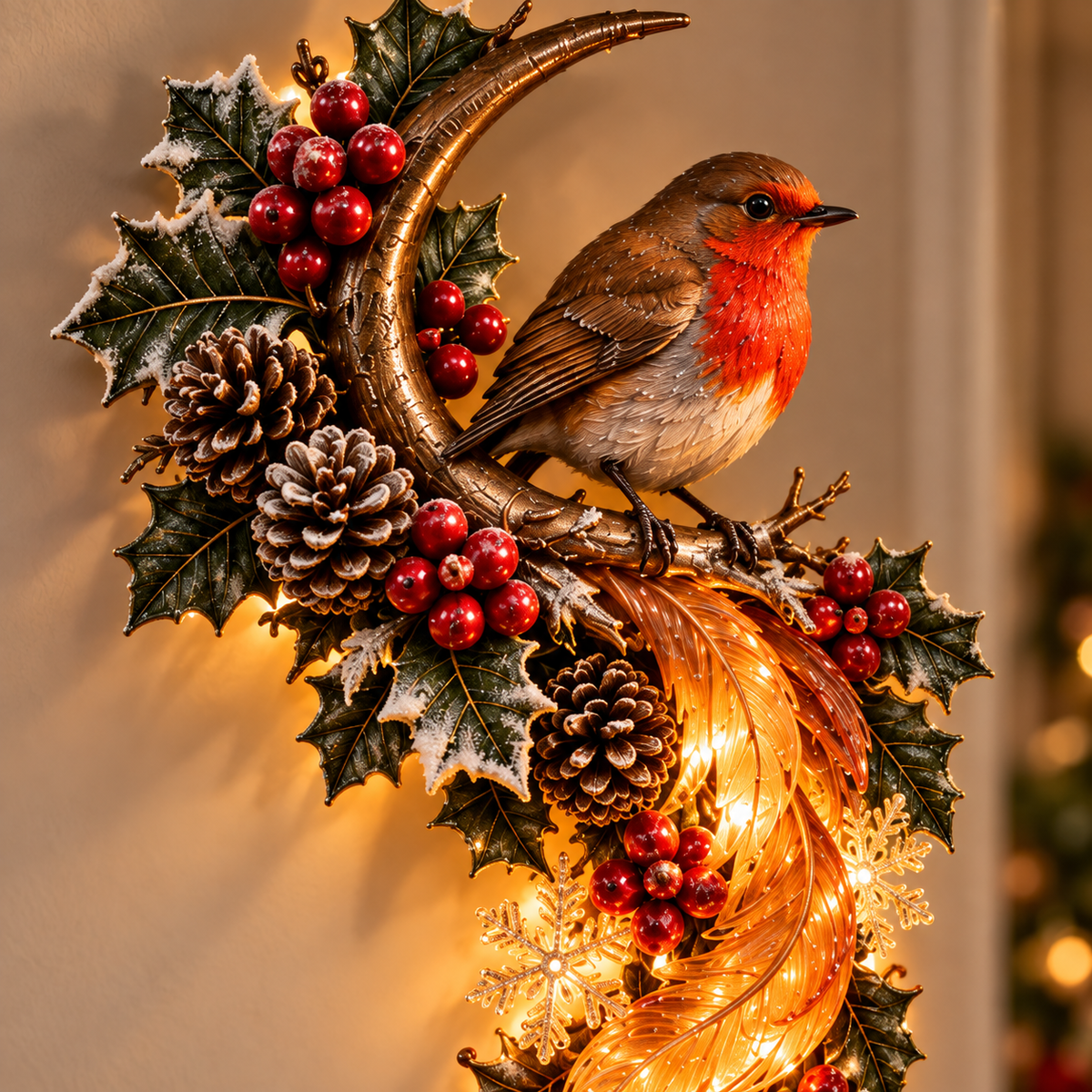 🎄Lighted Robin Christmas Wall Swag
