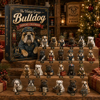 🔥49% Off Last Day -🔧 Vintage Garage Bulldog Acrylic Advent Calendar 2026 – 24 Days of Classic Bulldog Garage Surprises