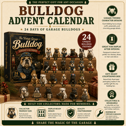 🔥49% Off Last Day -🔧 Vintage Garage Bulldog Acrylic Advent Calendar 2026 – 24 Days of Classic Bulldog Garage Surprises