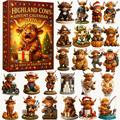 🎄 24 Days of Highland Cows Christmas Advent Calendar 2026 | 24 Unique 3D Cow Figures