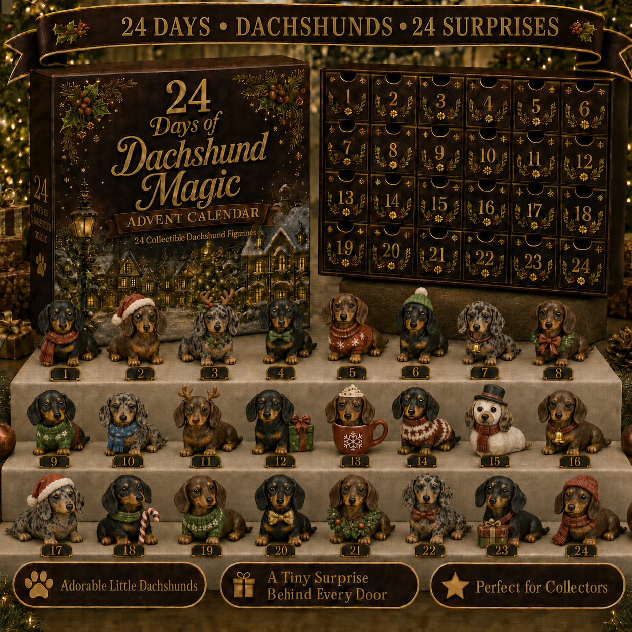 ✨CHRISTMAS KICKOFF 48% OFF - Dachshund Silly Moments Advent Calendar 2026 - 24-Day Festive Countdown Blind Box - Gift For Dachshund Lovers