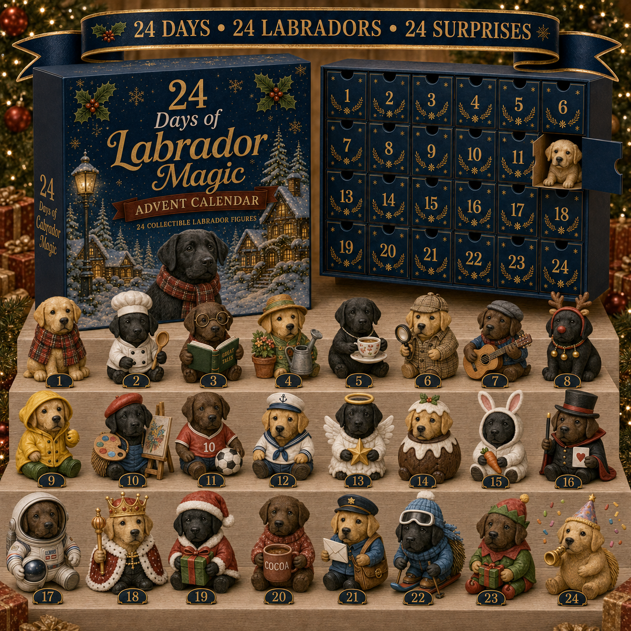 🎁49% OFF - Labrador Christmas Advent Calendar 2026 - 24-Day Festive Countdown,  Charms Blind Box - Gift For Labrador Lovers