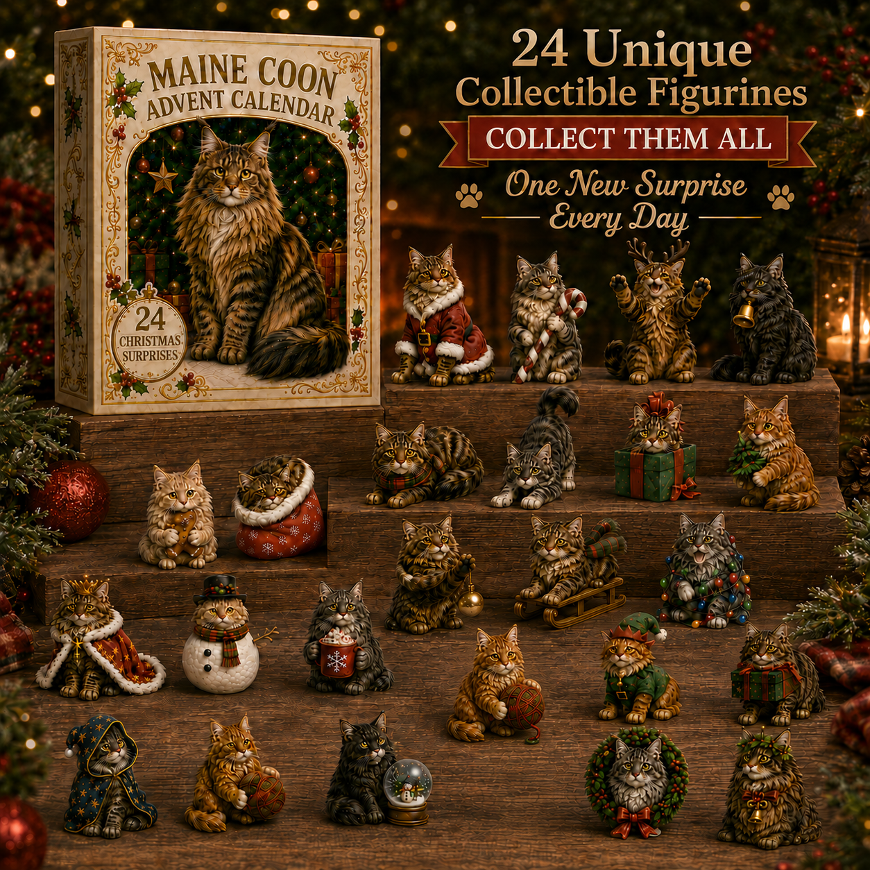 ✨CHRISTMAS KICKOFF 48% OFF -Maine Coon Moments Advent Calendar 2026 - 24-Day Festive Countdown Blind Box - Gift For Maine Coon Lovers