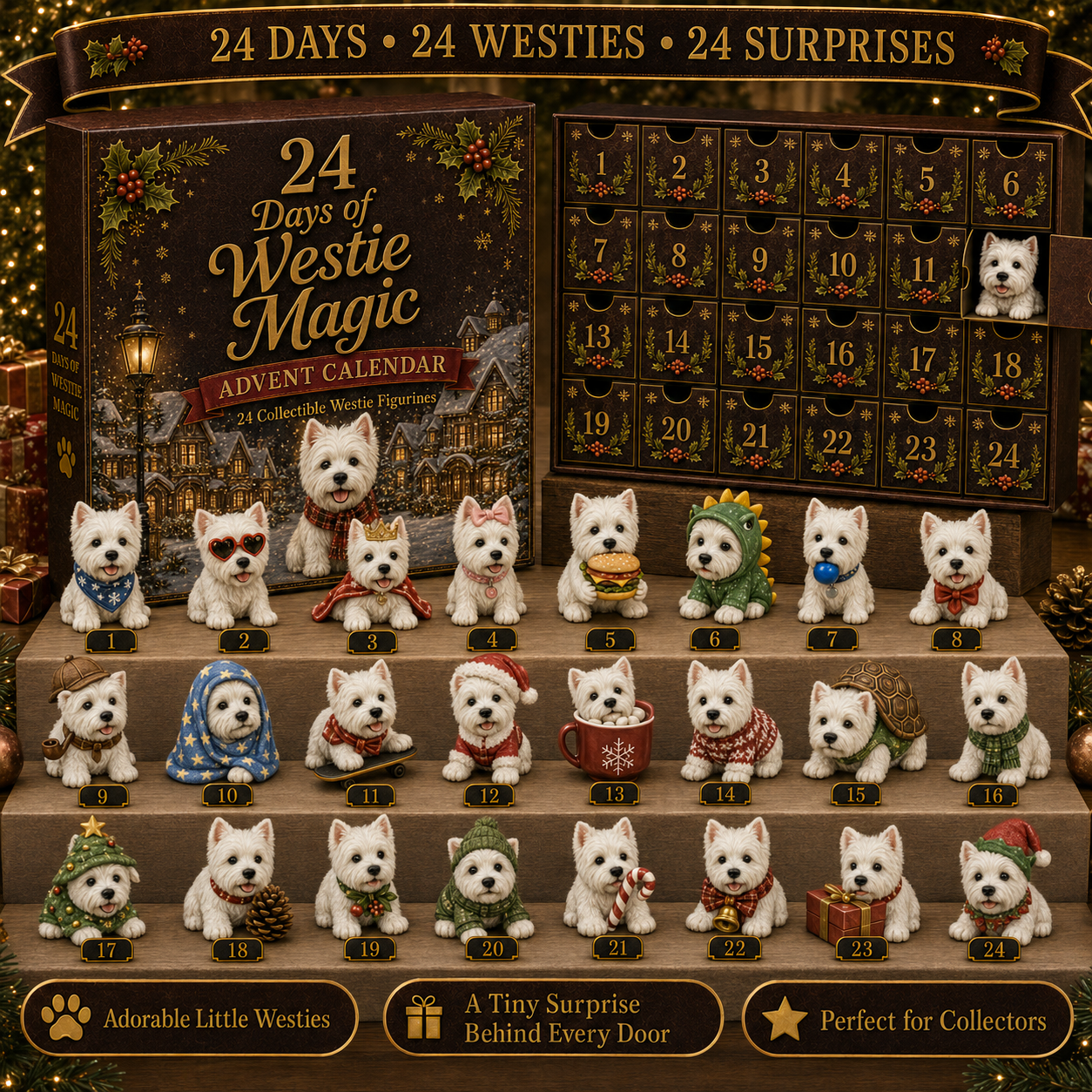 ✨CHRISTMAS KICKOFF 48% OFF -West Highland White Terrier Silly Moments Advent Calendar 2026 - 24-Day Festive Countdown Blind Box - Gift For West Highland White Terrier Lovers