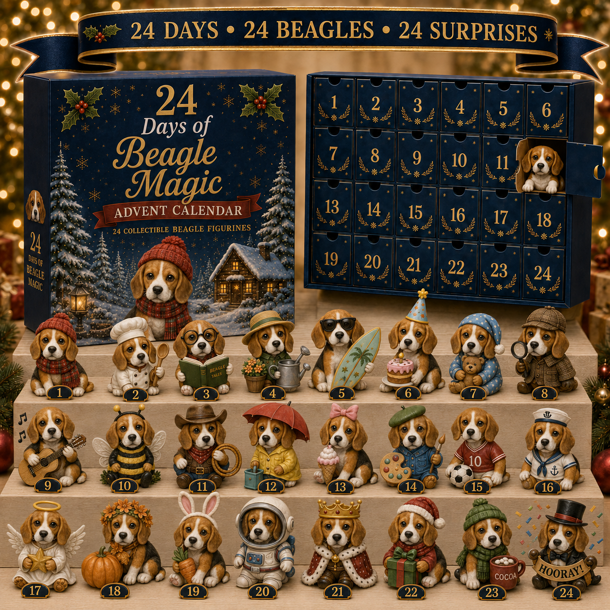 ✨CHRISTMAS KICKOFF 48% OFF - Beagle  Advent Calendar 2026 - 24-Day Festive Countdown Blind Box - Gift For Beagle Lovers