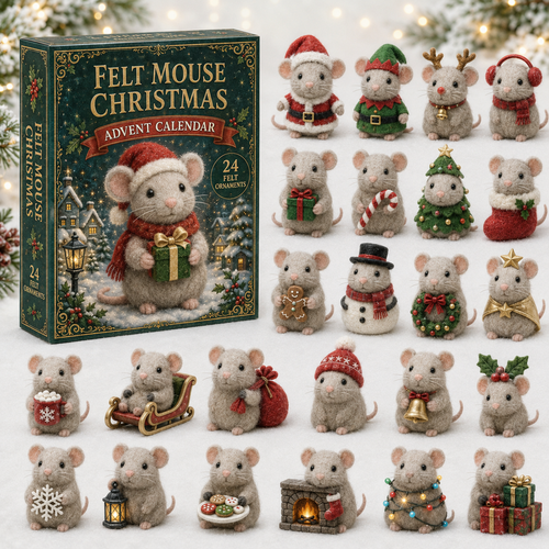 ✨CHRISTMAS KICKOFF 48% OFF - Felt Mouse Moments Advent Calendar 2026 - 24-Day Festive Countdown Blind Box - Gift For Felt Mouse Lovers