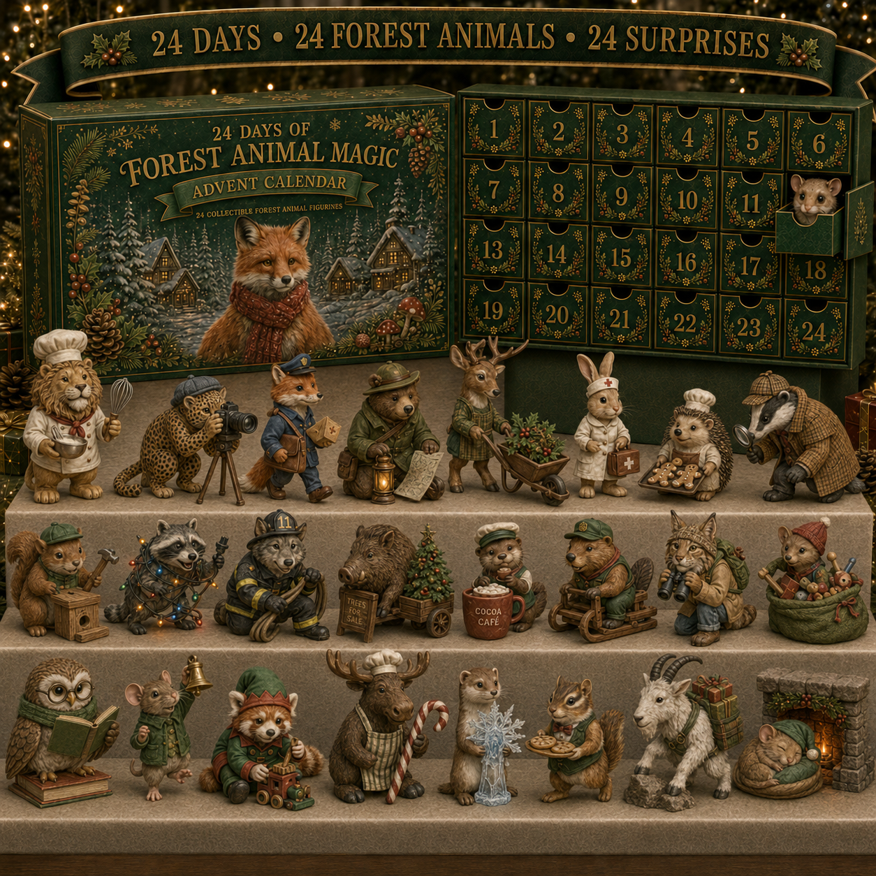 🎁48% OFF -Forest Animals Christmas Advent Calendar 2026 - 24-Day Festive Countdown,  Charms Blind Box - Gift For Forest Animals Lovers