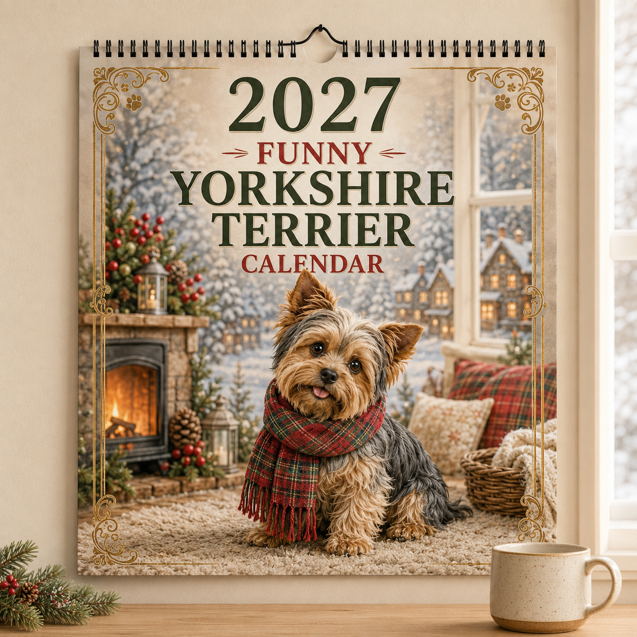2027 Funny Yorkshire Terrier Wall Calendar | A4 Hanging Calendar-2