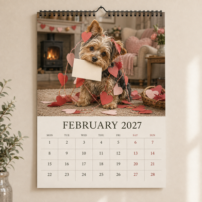 2027 Funny Yorkshire Terrier Wall Calendar | A4 Hanging Calendar-2
