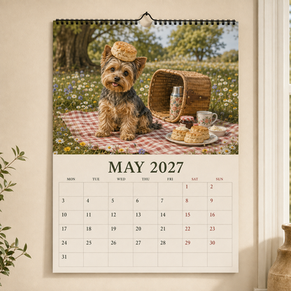 2027 Funny Yorkshire Terrier Wall Calendar | A4 Hanging Calendar-2