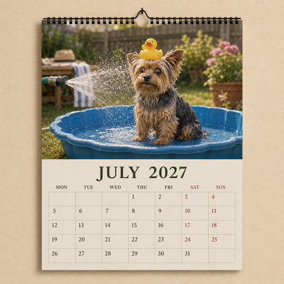 2027 Funny Yorkshire Terrier Wall Calendar | A4 Hanging Calendar-2