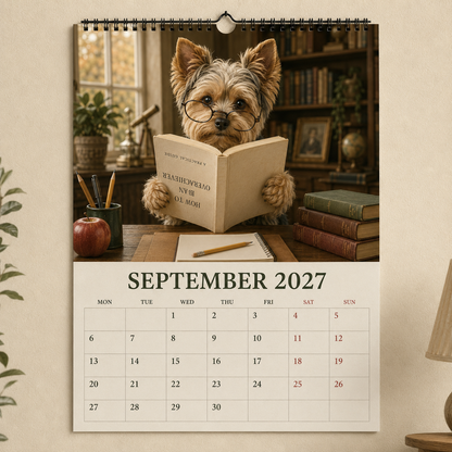 2027 Funny Yorkshire Terrier Wall Calendar | A4 Hanging Calendar-2
