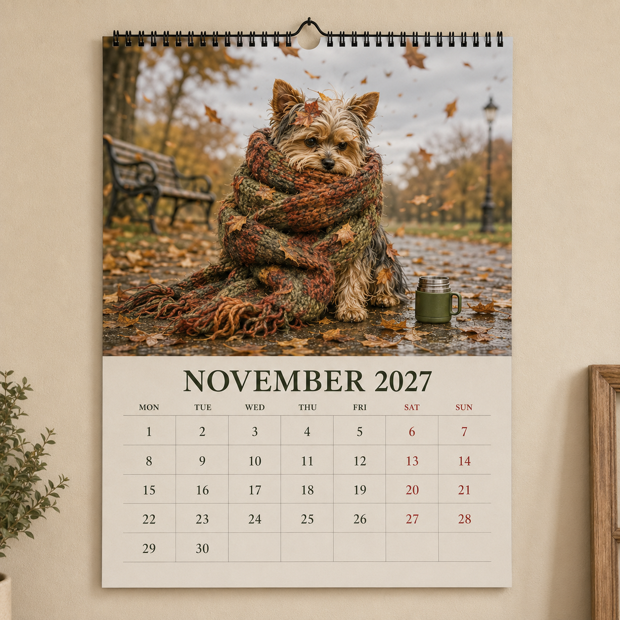 2027 Funny Yorkshire Terrier Wall Calendar | A4 Hanging Calendar-2
