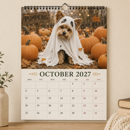 2027 Funny Yorkshire Terrier Wall Calendar | A4 Hanging Calendar-2