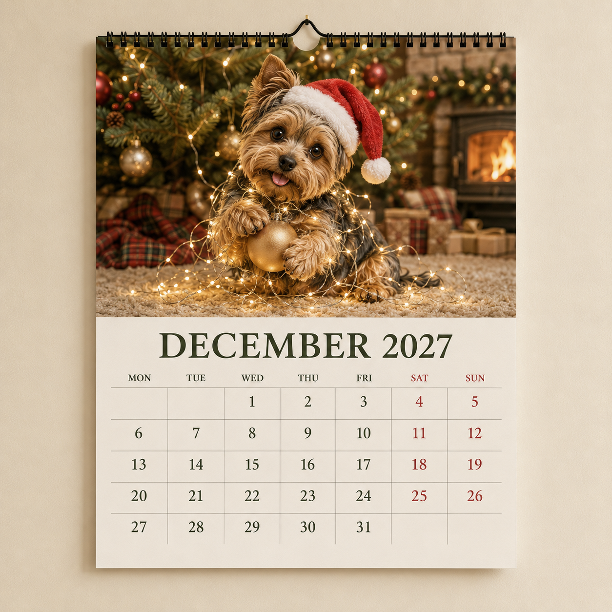 2027 Funny Yorkshire Terrier Wall Calendar | A4 Hanging Calendar-2