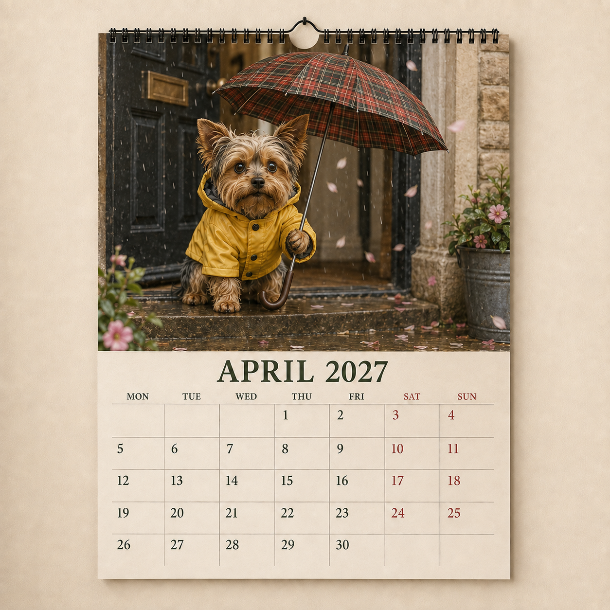 2027 Funny Yorkshire Terrier Wall Calendar | A4 Hanging Calendar-2