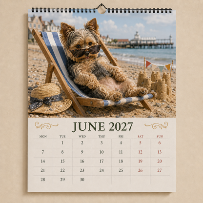 2027 Funny Yorkshire Terrier Wall Calendar | A4 Hanging Calendar-2