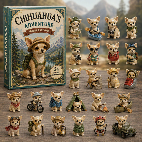 🎁CHRISMAST KICKOFF 48% OFF - Chihuahua Outdoor Adventure Advent Calendar 2026 - 24-Day Festive Countdown, Acrylic Charms Blind Box - Gift For Dog Lovers