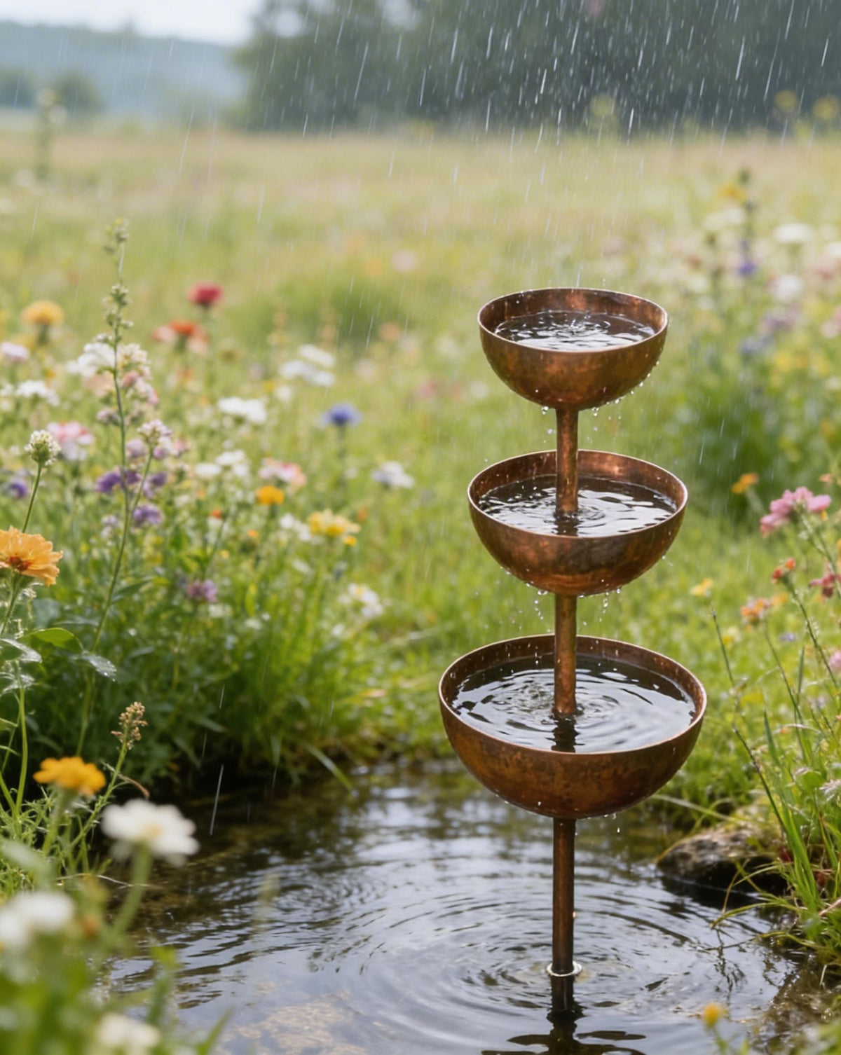 🌧️ Rain Catcher - Plant Support🐦 Metal Garden Ornament