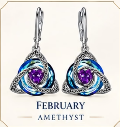 🛡️Celtic Knot Birthstone Drop Earrings – 12 Birth-Month Colours, One Meaningful Gift✨