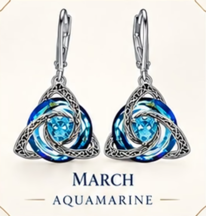 🛡️Celtic Knot Birthstone Drop Earrings – 12 Birth-Month Colours, One Meaningful Gift✨