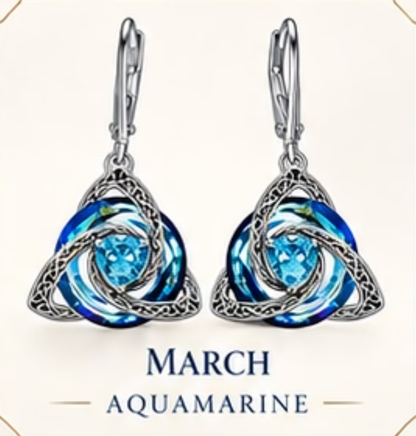 🛡️Celtic Knot Birthstone Drop Earrings – 12 Birth-Month Colours, One Meaningful Gift✨