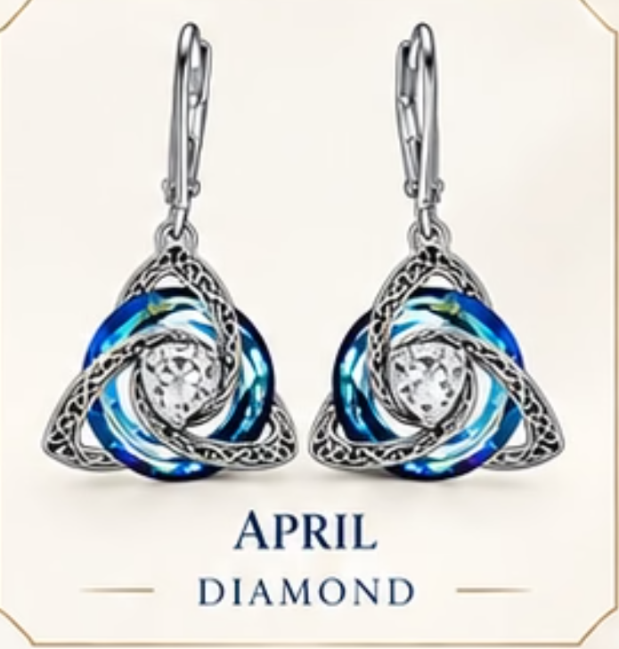 🛡️Celtic Knot Birthstone Drop Earrings – 12 Birth-Month Colours, One Meaningful Gift✨
