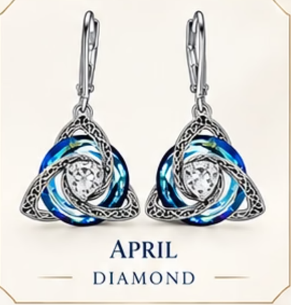 🛡️Celtic Knot Birthstone Drop Earrings – 12 Birth-Month Colours, One Meaningful Gift✨