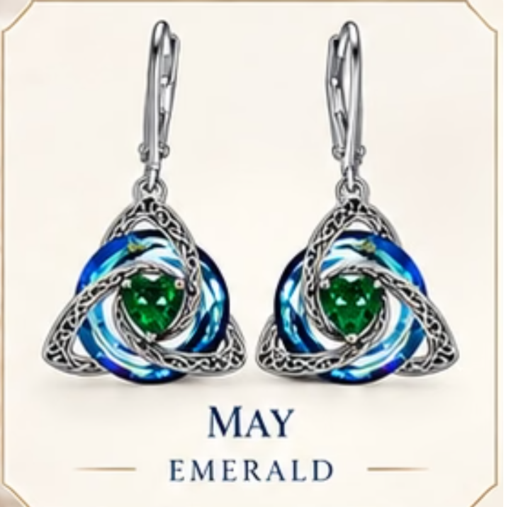 🛡️Celtic Knot Birthstone Drop Earrings – 12 Birth-Month Colours, One Meaningful Gift✨
