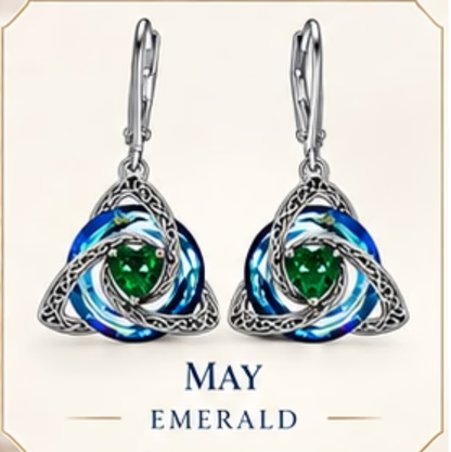 🛡️Celtic Knot Birthstone Drop Earrings – 12 Birth-Month Colours, One Meaningful Gift✨