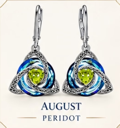 🛡️Celtic Knot Birthstone Drop Earrings – 12 Birth-Month Colours, One Meaningful Gift✨
