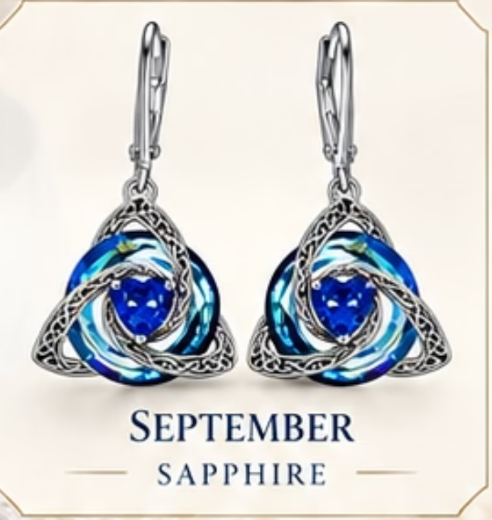 🛡️Celtic Knot Birthstone Drop Earrings – 12 Birth-Month Colours, One Meaningful Gift✨