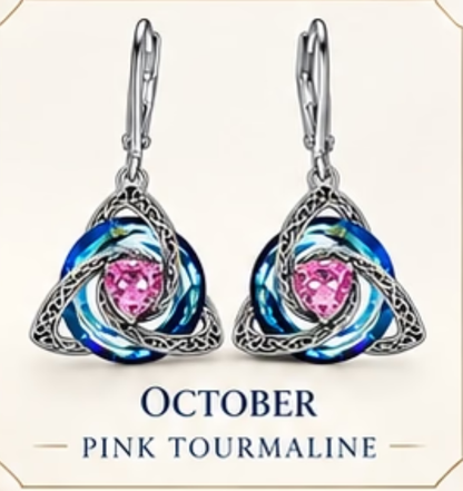 🛡️Celtic Knot Birthstone Drop Earrings – 12 Birth-Month Colours, One Meaningful Gift✨