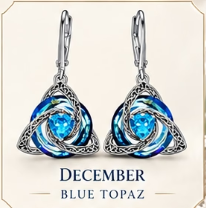 🛡️Celtic Knot Birthstone Drop Earrings – 12 Birth-Month Colours, One Meaningful Gift✨