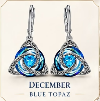 🛡️Celtic Knot Birthstone Drop Earrings – 12 Birth-Month Colours, One Meaningful Gift✨