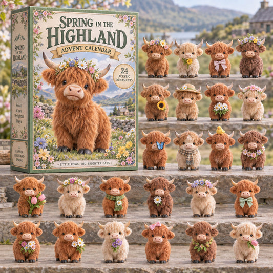 CHRISTMAS KICKOFF 49 % OFF - Spring In The Highland Advent Calendar 2026 - 24-Day Festive Countdown - Gift For Highland Cow