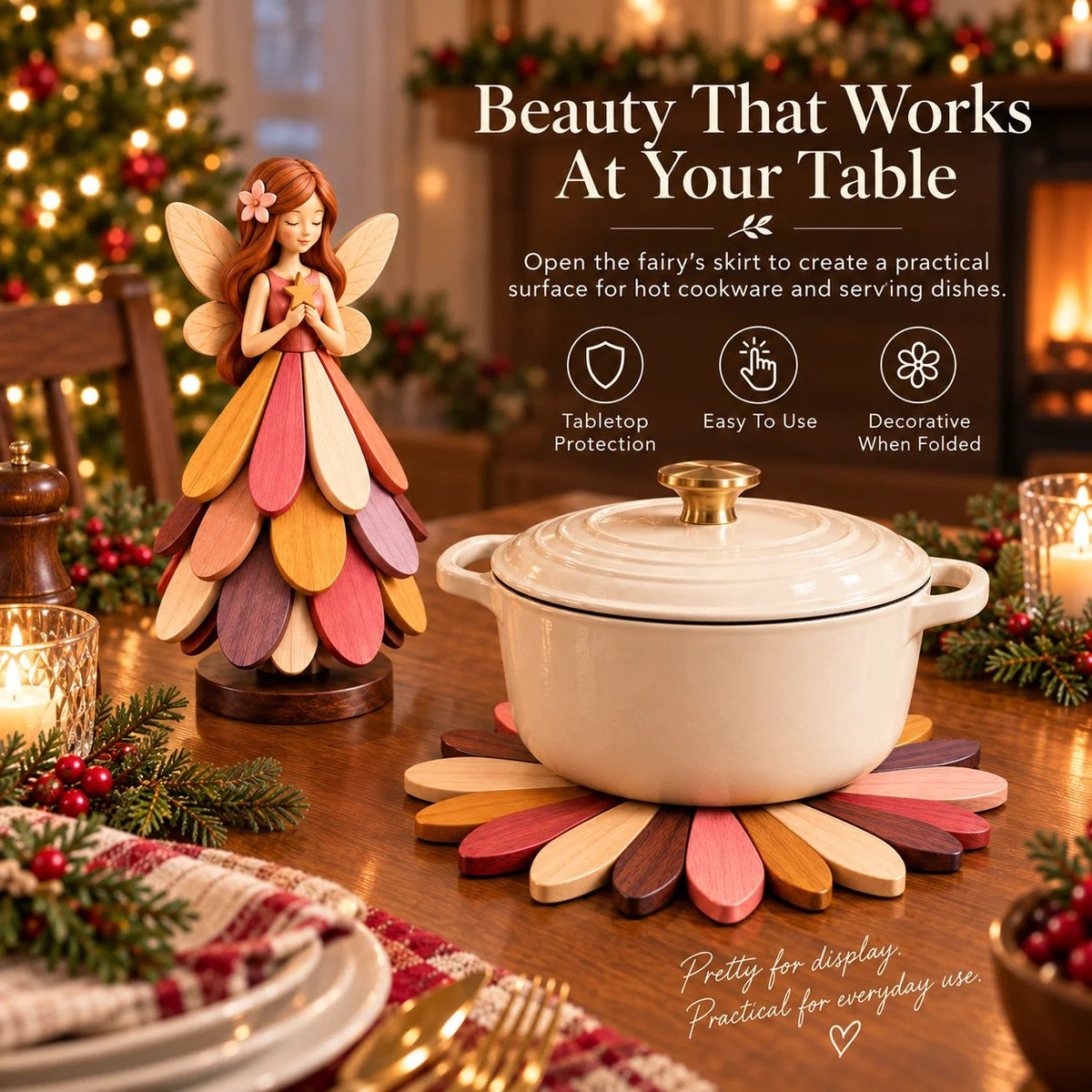 🔥 Last Day 49% OFF-🧚 Fairy Bloom Trivet – Folding Fairy Décor & Heat-Resistant Table Protector
