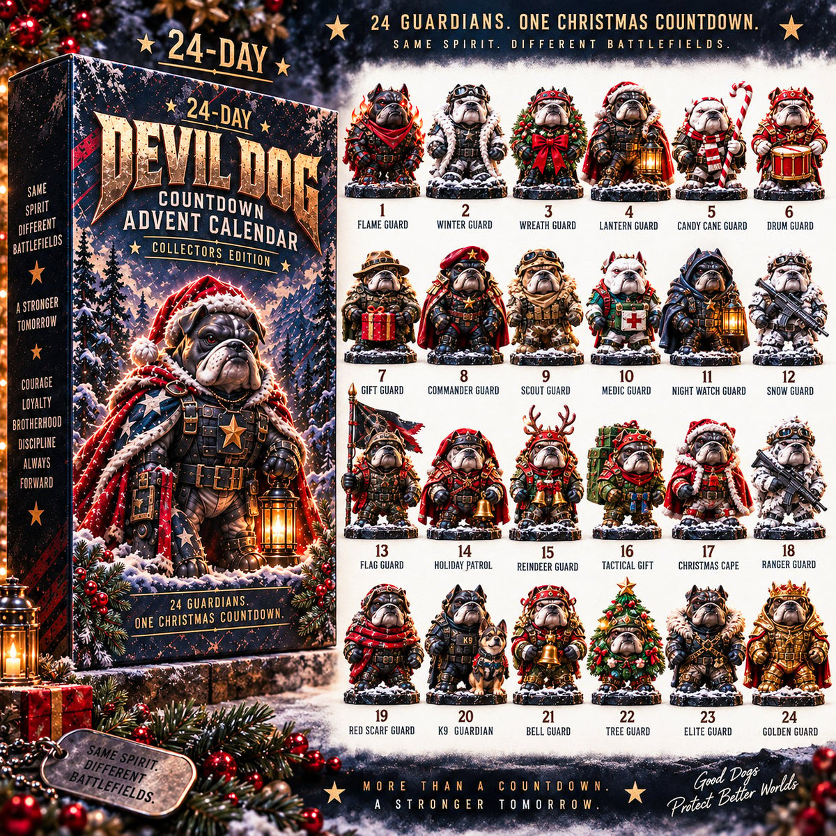 🔥HOT SALE🔥🐾🔥 Devil Dog 24-Day Christmas Countdown Advent Calendar