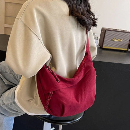 Designer Direct Sales👜Women's Fashion Plain Color Nylon Crossbody Hobo Bag