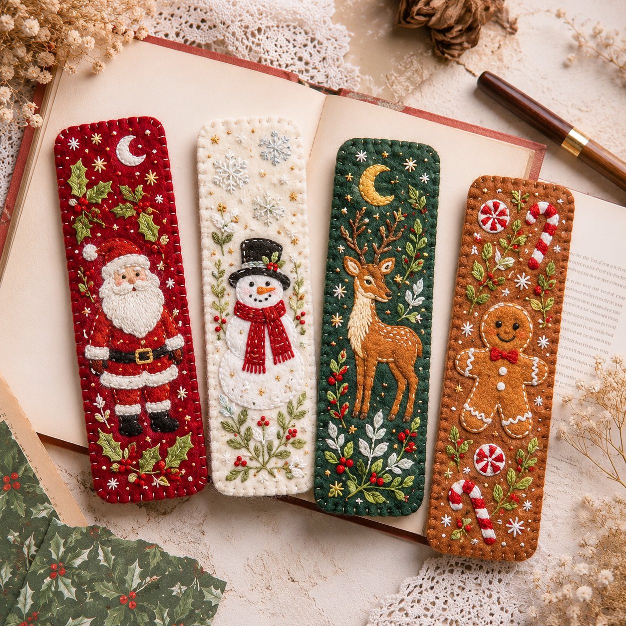 ⏳ Last Day 49% OFF – 🎄 DIY Felt Embroidery Bookmark Kit